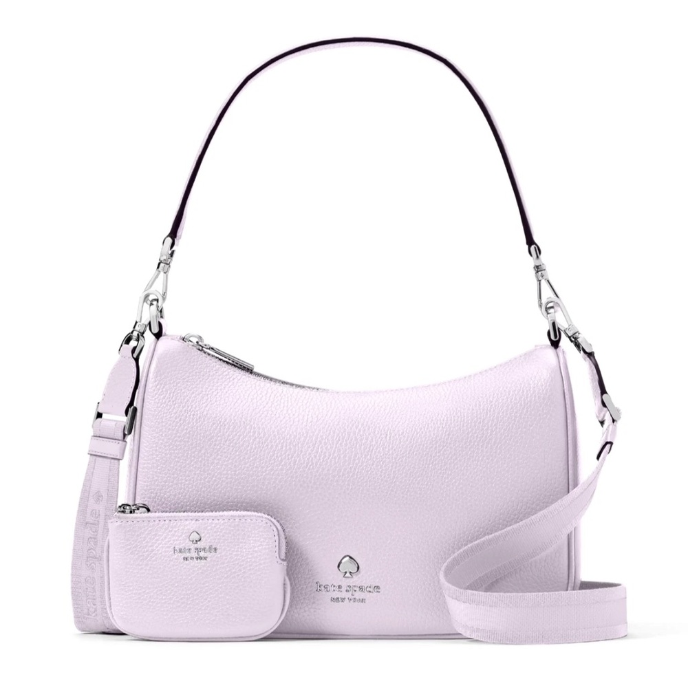 New Kate Spade Emma Medium Shoulder Bag Pebble Leather Frozen Lilac
